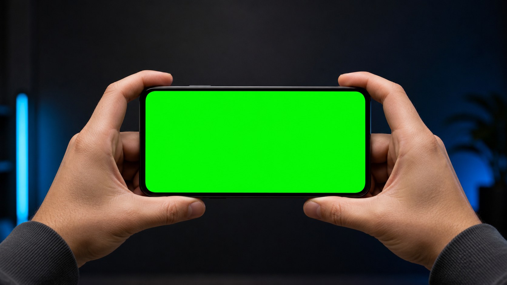Hands holding a phone for a protected image demonstration