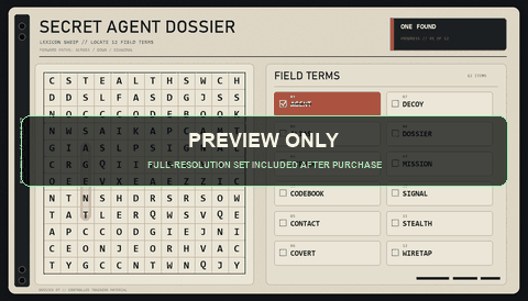 Secret agent word search sample