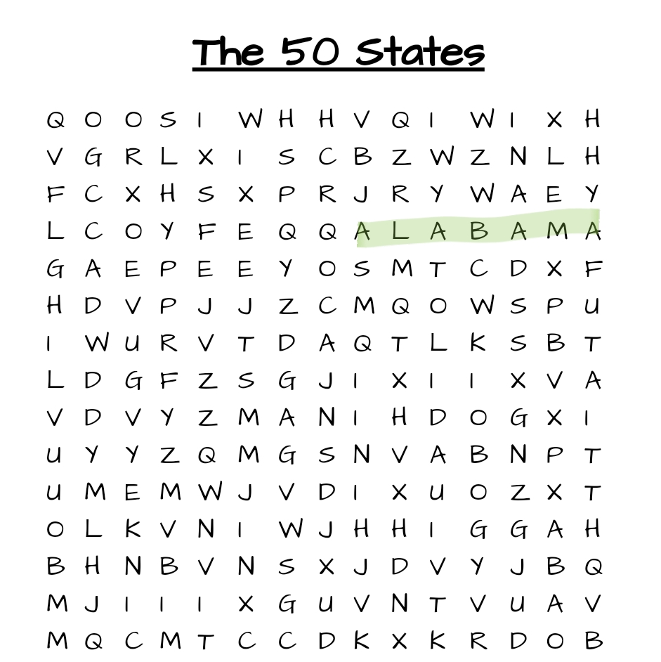 Alabama word-search reveal sample
